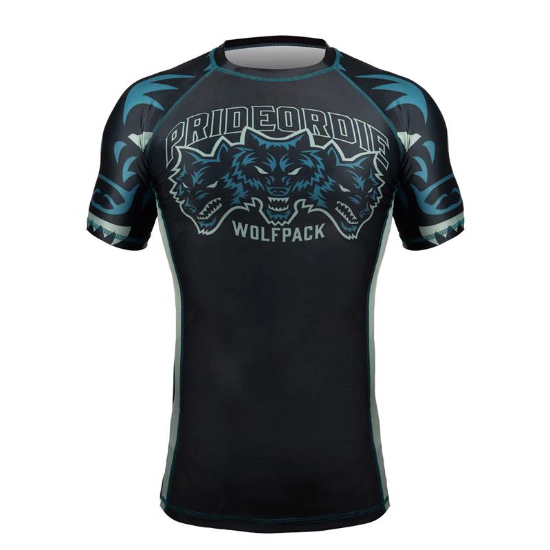 PRIDE OR DIE wolfpack v3 short sleeve RASHGUARD - BLACk